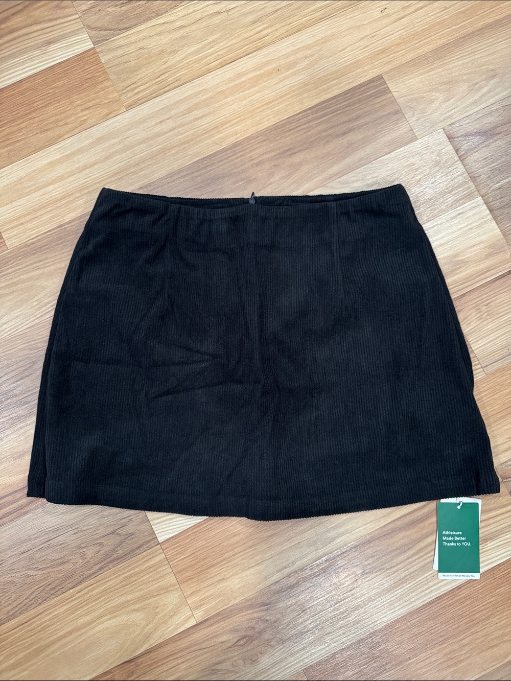 HALARA Black Ribbed Corduroy Mini Skirt